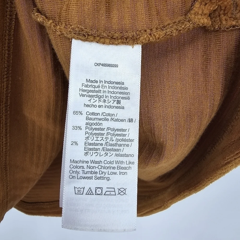 Madewell‎ Velour Corduroy Mockneck Top Short Puff Sleeves Size S
